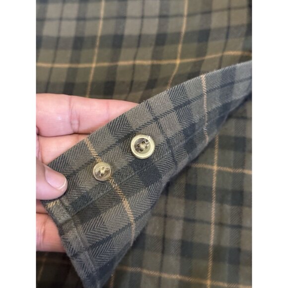 LL BEAN Plaid Green Button Down Shirt Classic Button Flannel Western Preppy L - Picture 5 of 9